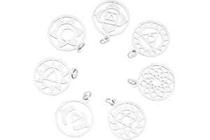 DICOSMETIC 304 Charms Chakra Hollow in Acciaio Inossidabile Charms Flower of Life Charms Geometrici per La Creazione di Gioielli