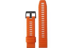 Cinturino Originale Garmin per le serie fēnix 5, 6, 7, Instinct, Instinct 2, Epix (Gen 2), Forerunner 935, 945, 955, quatix 5, 6, 7 e MARQ, 22mm, QuickFit, Silicone, Ember Orange