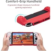 DOBE Nintendo Switch OLED ile Uyumlu Ergonomik Grip Tasarımlı Silikon Kılıf, Kırmızı