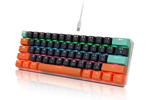 SHANGZHAOYUAN Mechanical Keyboard Gaming USB Wired with 61 Keys, Compact Hot Swappable Red Switch 60% Mini Keyboard for PC Gaming Working, RGB Backlit, 26 Keys Anti-Ghosting, US Layout
