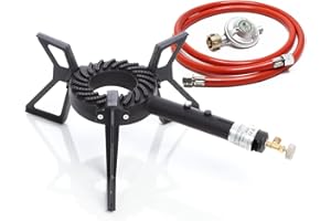XPOtool Gaskocher Set max. 10,5 kW mit Gasdruckregler 50 mbar DE und Gasschlauch 1,5 m für Outdoor und Camping Gas Campingkocher