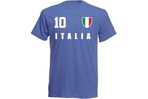 APROM-SPORTS aprom, maglietta da calcio dell’Italia, con numero 10, mondiali ed europei, blu royal