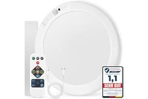 ‎COMBUH Combuh Led Akku Deckenleuchte Badezimmer mit Bewegungsmelder, Aufladbare Batteriebetriebene Lampe Keller Ohne Stromanschluss, Kabellose Deckenlampen mit Fernbedienung für Garage Flur, Rund 1 Stück
