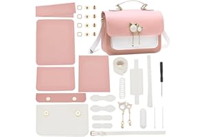 WADORN DIY PU Leather Shoulder Bag Making Kit, Handmade Sewing Crossbody Bag Making All Materials with Instruction Leather Craft Handbag Making Accessories DIY Handicraft Gift, 25x7x18.5cm, Pink