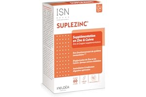 ISN - Suplezinc® - Complément alimentaire avec Bisglycinates de Zinc et de Cuivre - Soutient le fonctionnement immunitaire et offre une action antioxydante - Cure de 2 mois