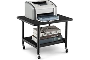 GIANTEX Stolik do Drukarki na Kółkach, Stojak na Drukarkę, Wózek z 2 Poziomami, Szafka na Drukarkę, Drewniany Stolik Dostawny, Mały Regał