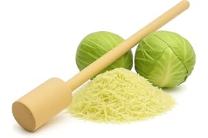 K&K KERAMIK K&K 60 x 5,8 cm Krautstampfer für Sauerkraut im Gärtopf - Stampfer für Kartoffeln, Gemüse, Obst, antibakteriell, kratzfrei, natürliches unbehandeltes Holz: Buche