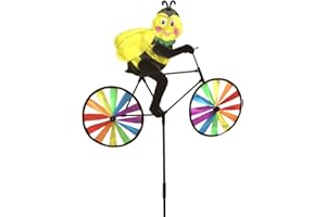 JAGETRADE Garden Tools Cute 3D Animal on Bike Windmill Whirligig Garden Lawn Yard Decor Wind Spinner Bee