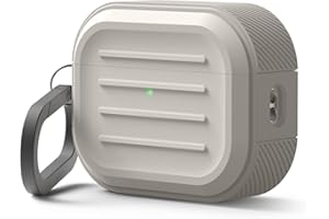 elago Armor Etui Kompatybilne z AirPods Pro 3 – Z Karabińczykiem, Obsługuje Bezprzewodowe Ładowanie, Odporne na Wstrząsy, Pełna Ochrona (Kamień)