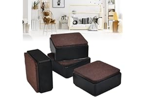 ZACUDA 4 Pièces Rehausseurs de Meubles en Acier Carbone Rehausseur de Lit Antidérapant Rehausseur de Meuble Adhesif 60 * 60 * 32mm Rehausseur Pieds Carré Rehausseur de Table pour Canapé Armoire, Noir