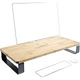 KD Essentials – Support pour Moniteur et rehausseur d’écran en Bambou et métal (surélève l’écran et améliore l’ergonomie sur 