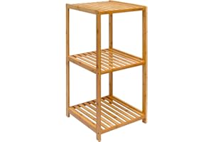 ‎DUNEDESIGN DuneDesign XL Bambus Holz Regal 83 x 38 x 39,5 cm 3 Fächer Stand-Regal Badezimmer Ablage Küchen Aufbewahrung Badregal