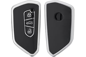 kwmobile Pokrowiec na kluczyk kompatybilny z VW Golf 8 3-przyciskowy kluczyk samochodowy - osłona kluczyka samochodowego - czarny/srebrny