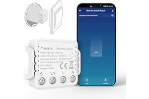 Interruttore Relè WiFi, APP Controllo, Maxcio Super Mini Interruttore Della Luce Intelligente Compatibile con Alexa e Google Home, Interruttore Luce WiFi Adatto per Lampade e Apparecchi Elettrici