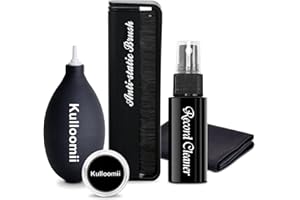KULLOOMII 5 En 1 Kit De Limpieza Vinilos | Limpiador Vinilos De Discos | Antiestatico Vinilo Cepillo | Limpia Agujas Tocadiscos | Incluye Cepillo Limpiador de Vinilo de Terciopelo, Limpiador gel para Agujas