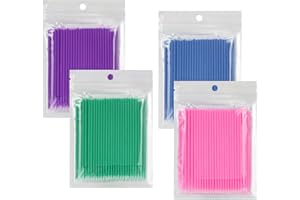Skycase Micro Brushes 400 Pcs Disposable Make Up Brush Disposable Eyelash Extension Swabs Micro Applicators Brushes for Eyelashes Extensions Lipstick Lip Gloss Wands 4 Color