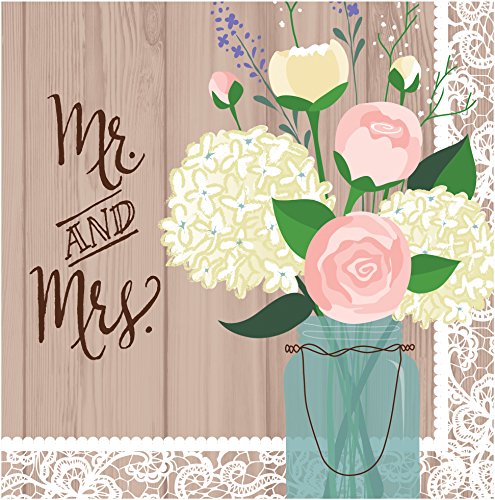 Creative Converting 16 Count 2 lagig Lunch-Servietten, Mr. und Mrs. Rustikal Hochzeit