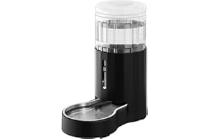 JUNSPOW Dozowniki wody ze stali nierdzewnej 7 l, duża pojemność, grawitacyjny poidło dla zwierząt domowych, bez prądu i bardzo cichy automatyczny dozownik wody dla dużych psów / wielu kotów, czarny