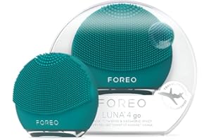 FOREO LUNA 4 go, spazzola per pulizia viso e massaggio viso rassodante, Favorisce l'assorbimento delle formule di skincare, Dispositivo da viaggio, Per tutti i tipi di pelle, Evergreen