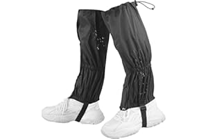 Hopton Outdoor Gamaschen, Einstellbare Gamaschen Wasserdicht, Gamaschen Wandern,Beinschutz Gaiter für Männer und Frauen Outdoor Wandern Skifahren Bergsteigen(Schwarz)