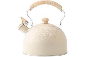 SUPATMUL 2,5l Bouilloire Sifflante Induction, Bouilloire Sifflante pour cuisinière, Théières pour Cuisinière, Bouilloire en acier Inoxydable avec poignée en bois Anti-brûlure, Théière Sifflante Pour Induction