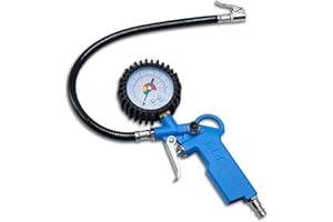 CCLIFE Reifendruckprüfer & Reifenfüller mit Ventil-Kern-Werkzeug, Schlauchlänge 300 mm,12 Bar (170 PSI) – Reifendruckmesser für Auto, Fahrrad, Lkw, Motorrad