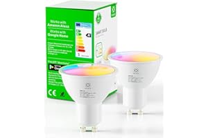 Woox Alexa Bombilla Smart WLAN Lámpara LED, Igual a 40W, Blanco Cálido-Blanco Frío, Bombilla RGB Multicolor, Compatible con Alexa/Google Home (2 Piezas)