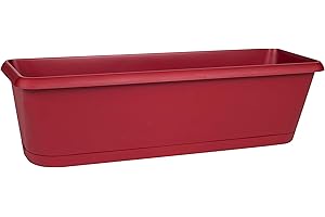EDA PLASTIQUES EDA - Jardinière Chorus 60 cm - Plateau Clipsé avec Réserve d'eau - 11,6 litres - 58,8 x 18,8 x H.16,1 cm - Rouge Rubis