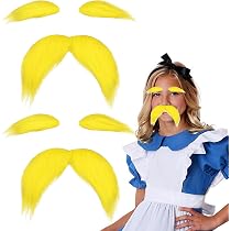 Faux Sourcils Et Moustache Autocollants FUGLUS - Costume Cosplay, Fête Halloween, Jaune, Réaliste Et Réutilisable