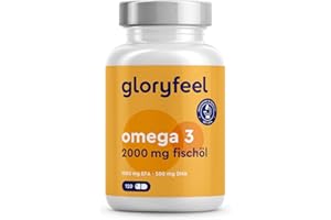 Omega 3 Kapseln - Hochdosiert mit 2000mg Fischöl, 1000mg EPA & 500mg DHA pro Tagesdosis (in Triglycerid-Form) - Essentielle F