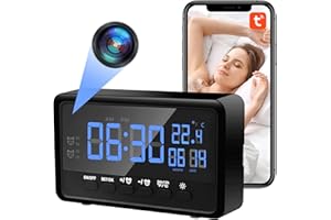 Nisanmoon Reloj WiFi Cámara Oculta 1080P WiFi Espía Cámara con Función de Despertador, 2.4/5Ghz Mini WiFi Cámara Espía Compatible con Visión Nocturna y Detección de Movimiento, App Vigilancia Remota