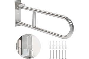 HOOJTNY Maniglione Bagno Disabili 60cm, Maniglia Doccia Anziani, Maniglione Ribaltabile Bagno, Barra Pieghevole Antiscivolo in Acciaio Inox, Per Anziani, Disabili,Supporta 300-350kg