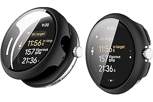 TINGYR 2-pak etui kompatybilne z Google Pixel Watch 3 45 mm, PC + szkło hartowane do ochrony ekranu, ochrona ekranu przed upadkiem, wszystko / włącznie etui do zegarka kompatybilne z Google Pixel