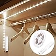 OriFiil Motion Sensor Wardrobe Light, 1M LED Strip Lights Night Light, 6000K Cold White, Auto on/Off, Battery Powered for Closet, Cabinet, Kitchen, Stairs, Pantry, Under Bed Indoor Lighting