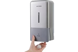 anydry Distributeur Mousse Murale 800ml Manuel Pressurisé, Fenêtre Transparente, Mousse Épaisse, Recharge sans Démontage Usage Pro/Domestique 1006F (Noir)