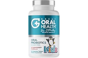 GREAT ORAL HEALTH Oral Probiotics for Mouth Bad Breath Treatment for Kids Dental Care & Cavity Prevention with BLIS K12 M18 – Dr Formulated Dental Probiotics for Teeth and Gums, 30 Chewable Tablets Strawberry Vanilla