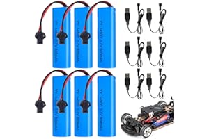14500 Li-Ion Batería 3.7v, TGKYK 6 Piezas 3.7v Li-Ion Batería con 6 Cargadores USB SM-2P Plug, 14500 Batería 3.7v para Coches RC, Tanques, Buggies, Barcos, Robots
