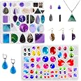 Bekecidi Lot De 142 Moules En Résine Époxy Pour Boucles D'Oreilles - Moules Silicone Bijoux Avec Crochets - Formes Variées