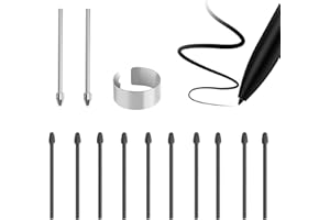 ROCKETEK 10Pcs Pen Tips + 2 Pcs Titanium Alloy Replacement Compatible with Re-markable 2,Soft Pen Tips Replacement for Marker 1/2 Stylus Marker P-en Plus, Supports 4096 Pressure Sensitivity/Tilt, Includes Tool