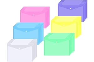 HDMIRRORR Lot de 30 pochettes A4 en plastique transparent avec bouton Couleurs assorties