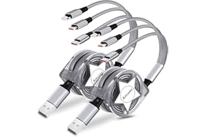 Amuvec Kabel Multi USB, 2 sztuki, wsuwany 3 w 1, uniwersalny kabel do ładowania, micro USB typu C, złącze iP, do systemu Android, Samsunga Galaxy Huawei, Xiaomi Honor, LG, Sony, Oneplus, PS4, Echo Dot