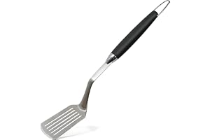 Wenco Premium grillsvarvel, 51 cm lång, rostfritt stål/plast, värmebeständig, tandade kanter, stekspade med upphängning och infällda grepp
