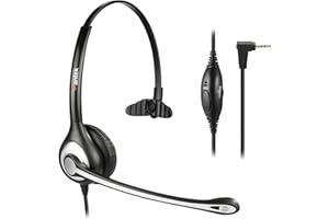 Casque Téléphone Fixe Câblé de 2,5 mm Mono avec Micro Anti-bruit et Contrôle de Volume, WANTEK Écouteurs de Centre d'appel pour Siemens Gigaset Grandstream Polycom Téléphones Sans Fil Dect(600J25M)