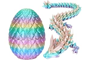 SGACMTIF 3D Emulated Dragon in Egg,Articulated Dragon,3D Crystal Dragon Egg,3D Printed Dragon Egg Fidget Toy,Crystal Dragon with Dragon Egg Removable Mystery Dragon Egg Toy (Rainbow)