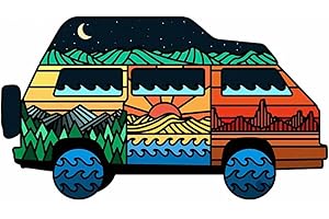 JAPANSAI Adesivo Campervan Furgoncino Hippie | Stile bellissimi colori accattivanti | Dimensioni: 13 x 7 cm | Per gli amanti del surf e dei surfisti | Decorazioni per camper Moto Van Auto Roulotte