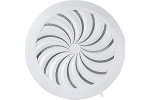MKK Grille de ventilation d'air d'échappement ronde - Taille réglable - Ø 100 mm jusqu'à Ø 150 mm - Pour Ordinateur, Blanc