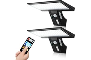 ‎JESLED JESLED Solarlampen für Außen mit Bewegungsmelder, [2 Stück] 90LED Solarleuchten für Außen mit Fernbedienung, 3 Farbtemperaturen, 4 Modi IP65 Wasserdichte Sicherheitswandleuchte für Garten Garage