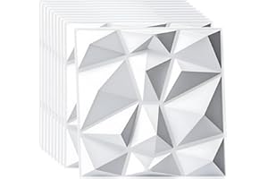 JOLOV Set di 33 Pannelli Decorativi a Parete 3D Testurizzati - Pannelli PVC Bianca Opaca 30 x 30cm, Senza Odori, Verniciabile, Pannelli Murali per Sala Giochi, Bagno, Soffitto (Diamante)