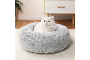 RongQiLBB Gatto Letto per Cani Rotondo Cuccia per Animali Domestici Morbida e Antiscivolo Migliora Il Animale Sonno e Mantiene Caldo di Lavabile Cuscino Cane da Interno, Grigio Scuro (XS-38cm)