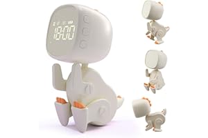 MILGEOL Kinder Wecker, Kinder Schlaftrainer mit Nachtlicht, Ton, Weckzeit, Geschenk für Mädchen und Jungen mit 3 Alarmsets, Schlummerfunktion, einstellbarer Ton und Helligkeit über USB-Aufladung (Beige)